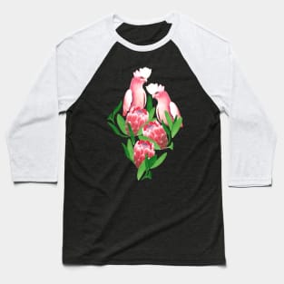 Pair of Pretty Pink Cockatoos with Proteas Baseball T-Shirt